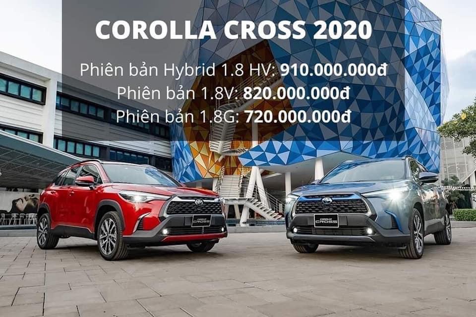 Bảng giá lăn bánh xe Coroll Cross 2020 mới nhất