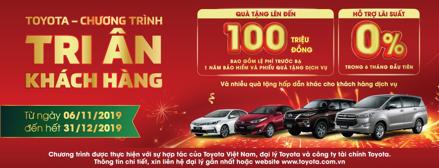 TOYOTA ƯU ĐÃI LÊN TỚI 100 TRIỆU ĐỒNG DÀNH CHO KHÁCH HÀNG